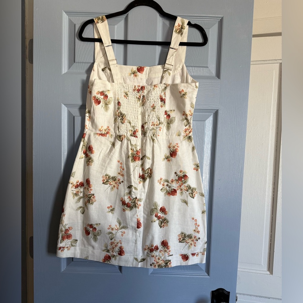 NWT Abercrombie & Fitch Linen Blend Strawberry Floral Print Dress - Picture 2 of 3
